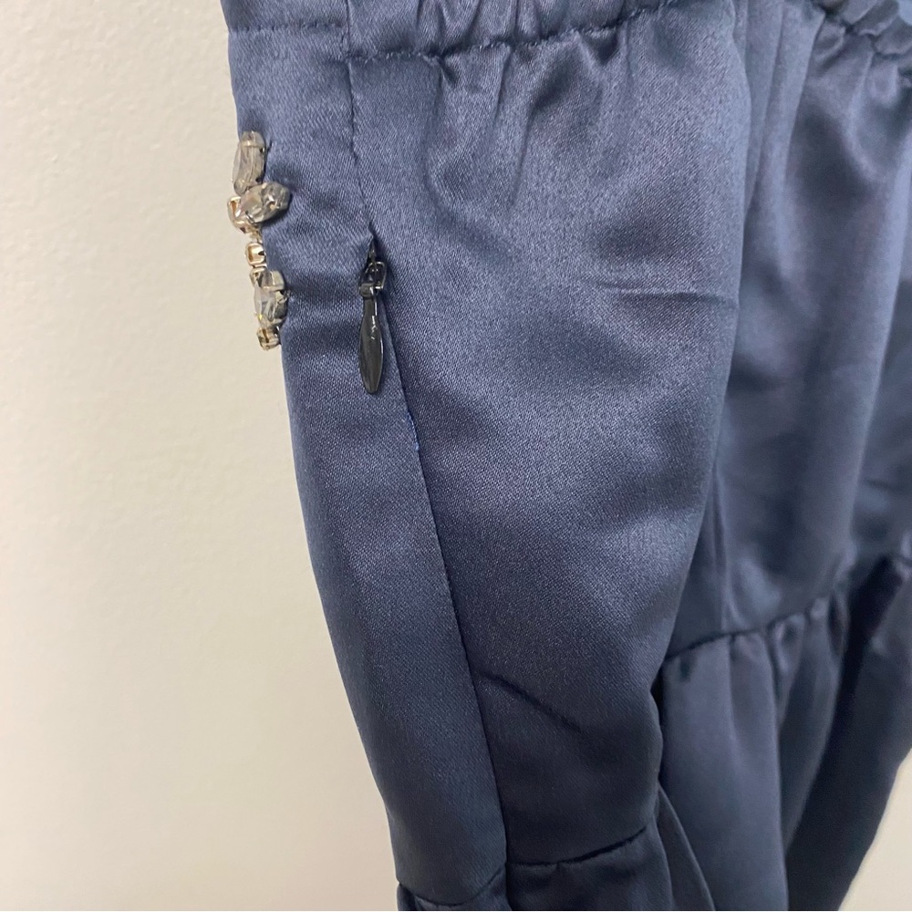 NWT Anthropologie Dhruv Kapoor Embellished Babydoll Tank Top Navy Size Small - Picture 5 of 9